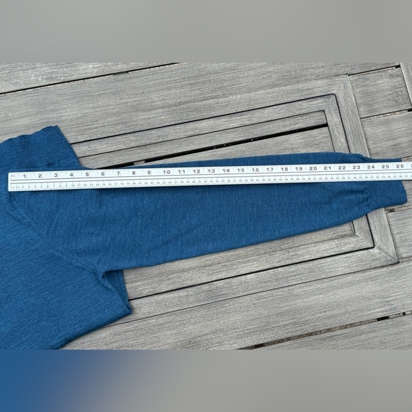 Saks Fifth Avenue 1/4-Zip Sweater XL – 100% Merino Wool, Made in Italy, Blue - Picture 11 of 14